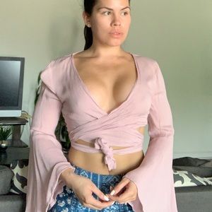 Dusty rose long sleeve crop top